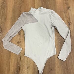 A&F Long-Sleeve Asymmetrical Mesh Bodysuit